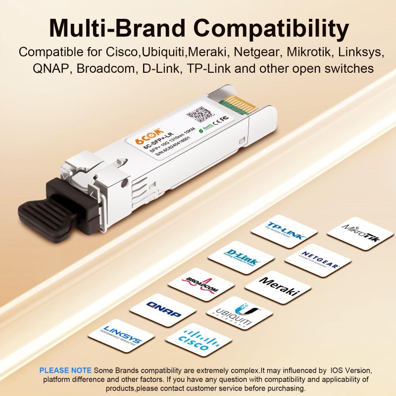 6COM 4Pack 10GBase-LR SFP+ Transceiver, 10G Sfp Single Mode Module Duplex LC for Cisco SFP-10G-LR, Ubiquiti UF-SM-10G, D-Link, Supermicro, Netgear and Other Open Switch with DDM, 1310nm, 10km - Image 5